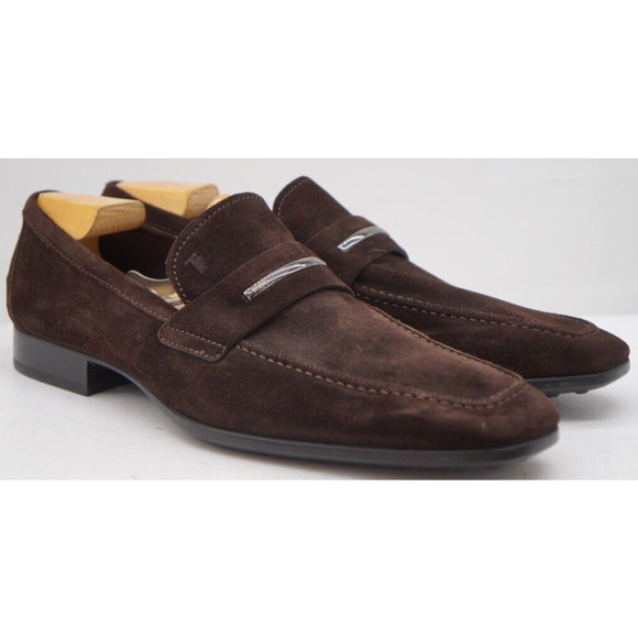 TOD’s Suede Loafer Men Shoes Size 11 MRSP Brown $600+ Made In Italy main image 5
